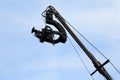 Tv camera on a crane Royalty Free Stock Photo