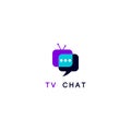 TV chat logo. Chat emblem. Bubble and funny TV with letters on a white background. Royalty Free Stock Photo