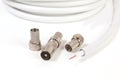 TV coaxial cable and connectors Royalty Free Stock Photo