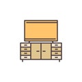 TV on Cupboard colored icon - vector concept sign Royalty Free Stock Photo