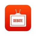 TV with the Debate inscription icon digital red