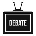 TV with the Debate inscription icon, simple style