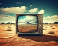 tv in the desert scenery.