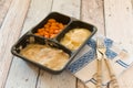 TV dinner with carrots Royalty Free Stock Photo