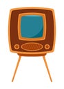 Tv evolution. Communication system, old or retro receiver. History, technology concept, cartoon TV icon. Isolated vector Royalty Free Stock Photo