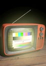 Retro TV with test image in portrait format