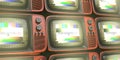 Stacked retro TVs with test image