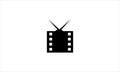 Tv with Filmstrip movie icon Logo design illustration