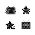 TV genres black glyph icons set on white space Royalty Free Stock Photo