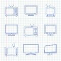 TV hand drawn icons Royalty Free Stock Photo