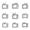 Tv icon outline television line old retro tv symbol vector image