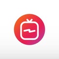 TV icon in social media. IGTV logo white on a gradient background. Mobile TV platform.