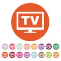 The tv icon. Television and telly, telecasting, broadcast symbol. Flat Royalty Free Stock Photo