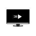 Black solid icon for Tv, television and screen Royalty Free Stock Photo