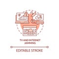 TV and internet jamming red concept icon