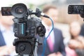 TV interview. News conference. Royalty Free Stock Photo