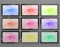 TV Monitors Wall Mounted In Different Colors Royalty Free Stock Photo