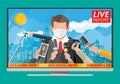 TV news anchorman reads world news Royalty Free Stock Photo