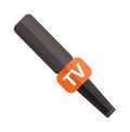 TV news microphone with blank box isolated on a white background flat vector illustration.