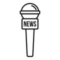 Tv news microphone icon, outline style