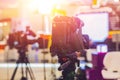 TV NEWS studio with camera and lights Royalty Free Stock Photo