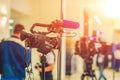 TV NEWS studio with camera and lights Royalty Free Stock Photo