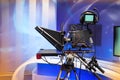 TV NEWS studio with camera and lights Royalty Free Stock Photo