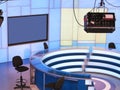 TV NEWS studio with light equipment ready for recording Royalty Free Stock Photo