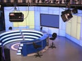 TV NEWS studio with light equipment ready for recording Royalty Free Stock Photo