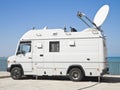 Tv news truck. Royalty Free Stock Photo