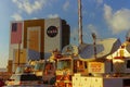 TV News trucks VAB Cape Canaveral