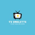 Tv omelette with flat style logo design