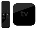 Tv player box device with remote wireless pilot. Royalty Free Stock Photo