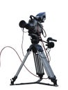 TV Professional studio digital video camera on tripod isolated o