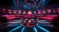 TV quiz show with lighting and audience seating. Generative AI. Royalty Free Stock Photo