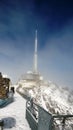 TV radio transmitter at pic du midi in the high Pyrenees in winter under the snow Royalty Free Stock Photo