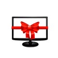Tv with red bow. Vector Royalty Free Stock Photo