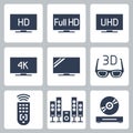 TV Related Vector Icons in Glyph Style