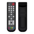 TV Remote Control Black Front and Back View on white background. Royalty Free Stock Photo