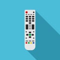TV remote control device on blue background. Television technology channel surfing equipment with buttons icon. Distance Royalty Free Stock Photo