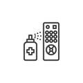 TV remote sanitizing line icon