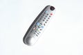 Tv remote on a white background. Photo with shadows, hard light. Top View.