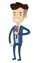 TV reporter with microphone vector illustration.