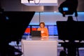 TV reporter at the news desk Royalty Free Stock Photo