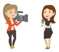 TV reporter and operator vector illustration.