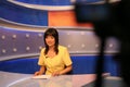 TV reporter in studio