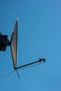 TV satellite dish receiver antenna mounted outside the house blue sky background Royalty Free Stock Photo