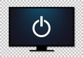 TV screen with power button. Led monitor for television. Icon of lcd widescreen. Realistic computer with flatscreen plasma. modern Royalty Free Stock Photo