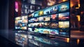 TV screens and selection of TV channels. Royalty Free Stock Photo