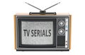 TV serials concept with retro TV. 3D rendering Royalty Free Stock Photo
